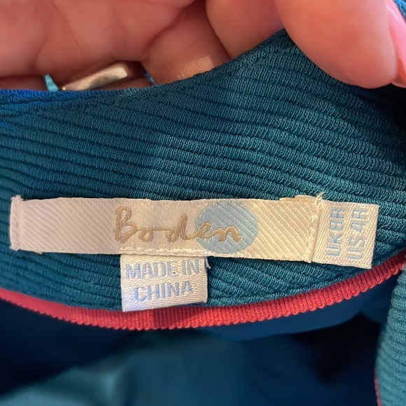 BODEN textured ribbed solid teal bodycon fit dress short sleeve low round back 4 - Picture 9 of 16